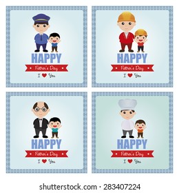 Set of backgrounds with text and elements for Father's day. Vector illustration