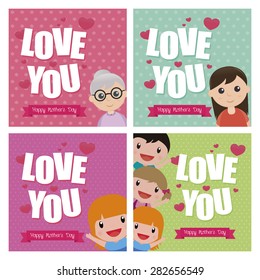 Set of backgrounds with text for mother's day. Vector illustration