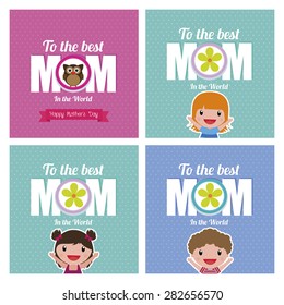 Set of backgrounds with text for mother's day. Vector illustration