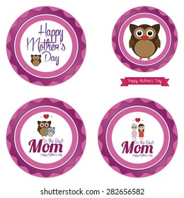 Set of backgrounds with text for mother's day. Vector illustration