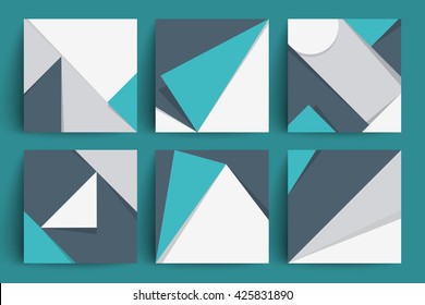 Set of backgrounds with trendy material design. Applicable for Covers, Placards, Posters, Flyers and Banner Designs.
