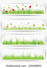 Set of  backgrounds with vector green grass
