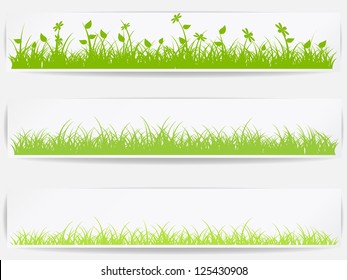 Set of  backgrounds with vector green grass