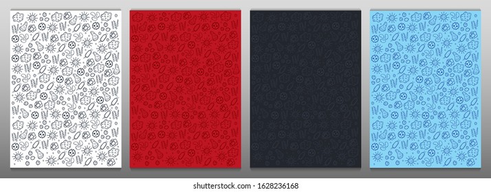 Set of Backgrounds with virus. Vector illustration with hand draw doodle elements