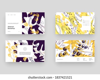 Set von Hintergründen für die Website. Seitendesign mit abstrakter Illustration. Handgezeichnete Illustration. strukturierter Hintergrund. EPS10-Vektor.