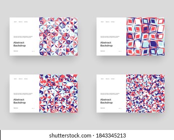 Set of backgrounds for web site. Pages design with abstract illustration. Hand drawn illustration. Textured backdrop. Eps10 vector.