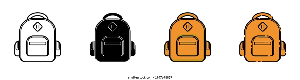 Conjunto de plantillas de diseño de iconos de la bolsa de la mochila