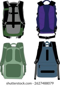 set of backpack school ccolorfull, cartoon backpack isolated, backpacks flat vector, Cartoon school backpacks, backpack icon colorfull