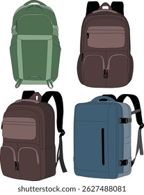 set of backpack school ccolorfull, cartoon backpack isolated, backpacks flat vector, Cartoon school backpacks, backpack icon colorfull