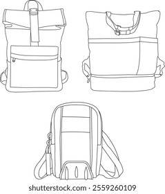 Set of backpack school colorfull, cartoon backpack isolated, backpacks flat vector, Cartoon school backpacks
