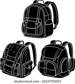 A set of backpack silhouette