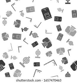 Set Backpack, Snorkel, Diving mask and Industry metallic pipes and valve on seamless pattern. Vector