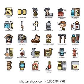 Set of Backpacker thin line and pixel perfect icons for any web and app project. 