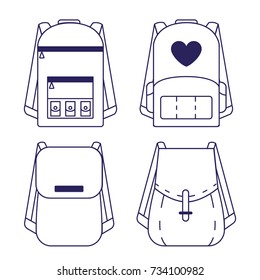 A set of backpacks in a minimalistic linear style.