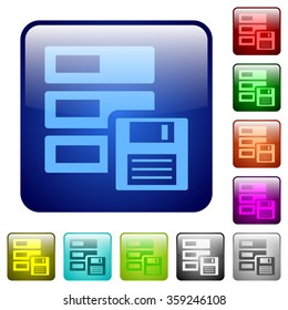 Set of backup color glass rounded square buttons