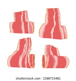 Set of bacons isolated on white background.