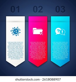 Set Bacteria, Folder service and Question and Exclamation. Business infographic template. Vector