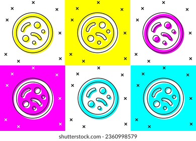 Set Bacteria icon isolated on color background. Bacteria and germs, microorganism disease causing, cell cancer, microbe, virus, fungi.  Vector