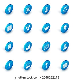 Set Bacteria, Scientist, Molecule, Notebook, Clipboard with document, Radioactive, Light bulb concept of idea and Mortar and pestle icon. Vector