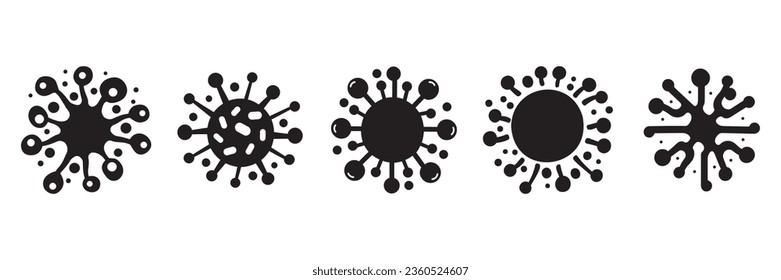 Reihe von Bakterien, Superbugs und Viren-Symbolen einzeln. Vektorgrafik