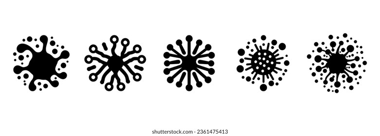 Set of bacteria, superbugs and viruses icons isolated. Vector illustration