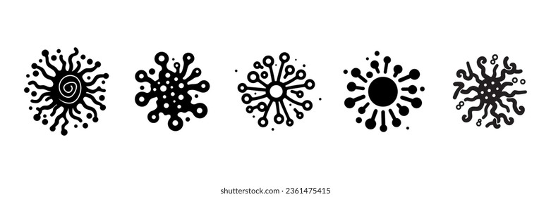 Set of bacteria, superbugs and viruses icons isolated. Vector illustration