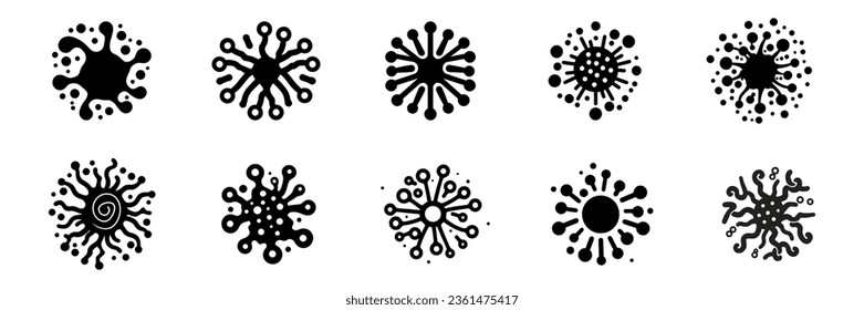 Set of bacteria, superbugs and viruses icons isolated. Vector illustration