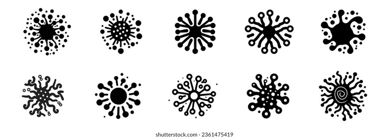 Set of bacteria, superbugs and viruses icons isolated. Vector illustration