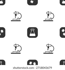 Fije las bacterias, el tubo de ensayo y el matraz y el microscopio en el modelo inconsútil. Vector