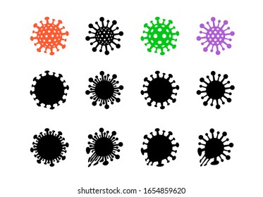 Set of bacteria, virus icon and symbol, vector art
