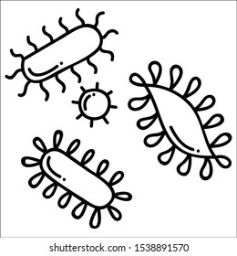 Set of bacteria virus vector icons, on white background.