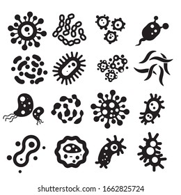 Set of Bacteria and Viruses Icon, isolated on white background, Vector illustration.