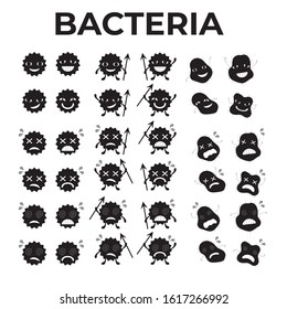 set of bacterial character silhouettes.-vector illustration
