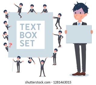 A set of bad condition businessman with a message board.Since each is divided, you can move it freely.It's vector art so it's easy to edit.