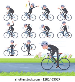 A set of bad condition businessman on a road bike.There is an action that is enjoying.It's vector art so it's easy to edit.