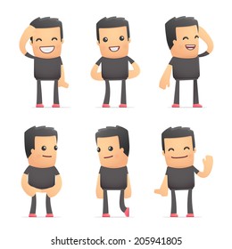 set of bad guy character in different interactive  poses