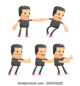 set of bad guy character in different interactive  poses