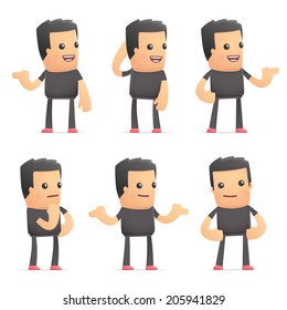set of bad guy character in different interactive  poses svg