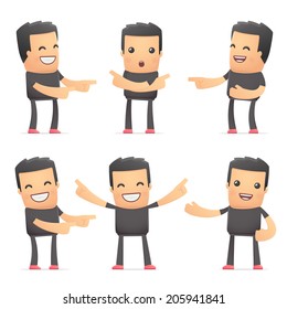 set of bad guy character in different interactive  poses