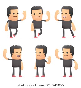 set of bad guy character in different interactive  poses