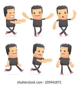 set of bad guy character in different interactive  poses