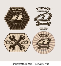Set Of Badge Custom Garage Motorcycle