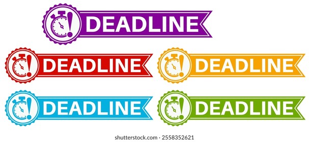 set badge deadline sign. Alert time announcement symbol template design vector illustration