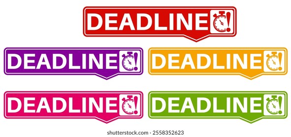 set badge deadline sign. Alert time announcement symbol template design vector illustration