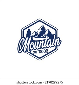 set of badge emblems and logo patches, camping, outdoor adventure, with silhouettes of forest, tent, mountain, bonfire in vintage retro style. illustration logo