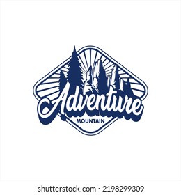 set of badge emblems and logo patches, camping, outdoor adventure, with silhouettes of forest, tent, mountain, bonfire in vintage retro style. illustration logo