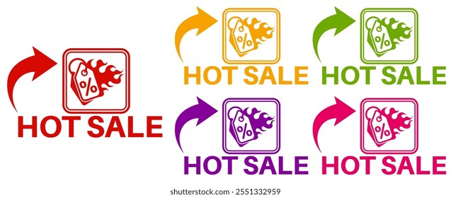 set badge hot Sale icon. sale discount fire sign banner template labels design vector illustration