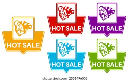 set badge hot Sale icon. sale discount fire sign banner template labels design vector illustration