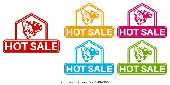 set badge hot Sale icon. sale discount fire sign banner template labels design vector illustration