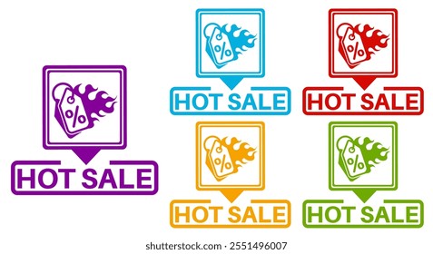 set badge hot Sale icon. sale discount fire sign banner template labels design vector illustration